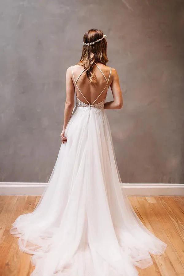 Sweetheart Straps White Chiffon Wedding Dress with Beading PG 202 (ZD16347)