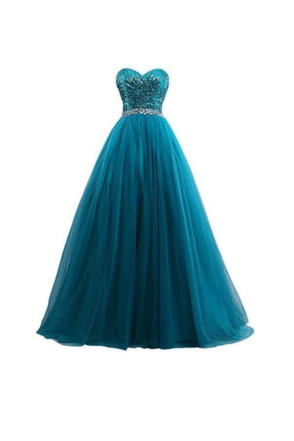 Tulle Sequin Ball Gown Prom Dresses Evening Gown (ZD13164) - VelvetHem