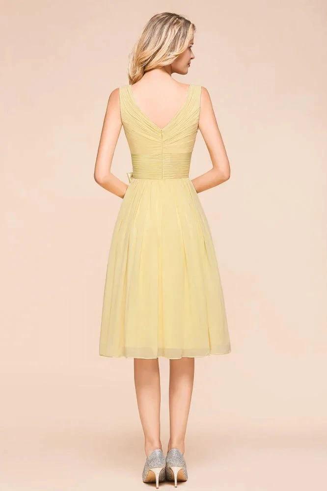 V-Neck Sleeveless A-line Mini Dress Ankle Length Bridesmaid Dress (ZD12959)