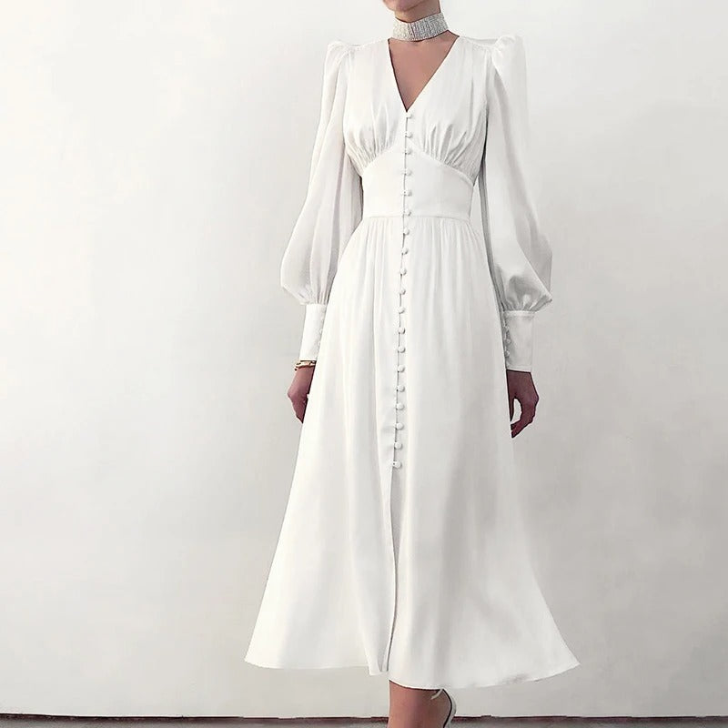 Persia Elegant Slit Satin Midi Dress for Women Smart Casual Outfit
