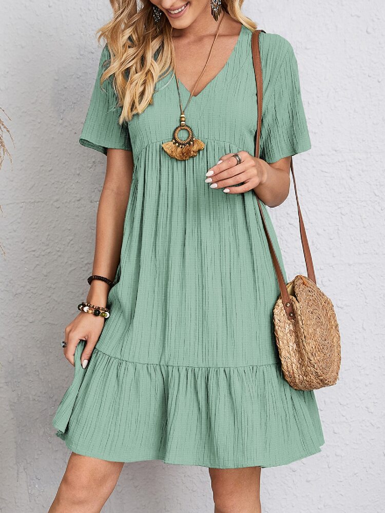Orchid Wide Dress with V-neck for Women Sophisticated Look