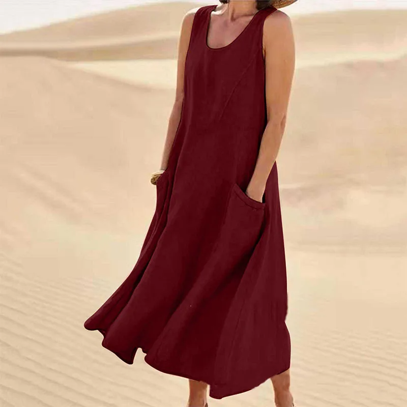 Gundisalva Timeless Sleeveless Dress with Pockets Chic Silhouette Collection
