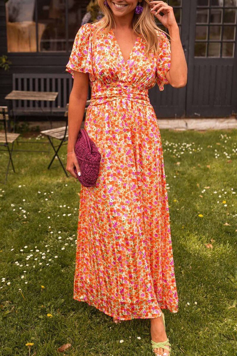 Marina Elegant Long Floral Dress for Women Date Night Outfit
