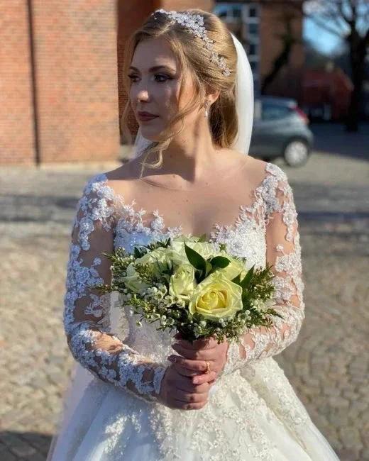 Vintage A-line Lace Wedding Dresses With Sleeves (ZD14691)