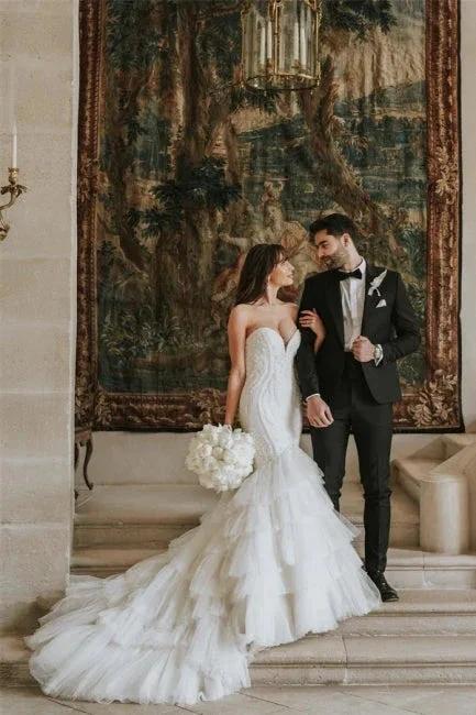 Vintage Mermaid Sleeveless Wedding Dresses With Lace (ZD14923) - VelvetHem