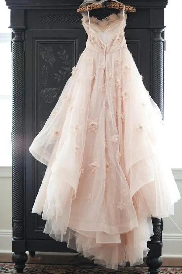 Vintage Strapless Sweetheart Neckline Flower Tulle Wedding Dress (ZD15410)