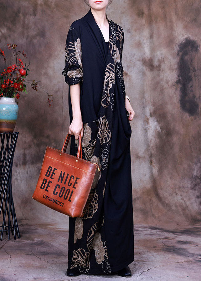 Vogue Colorblock Asymmetrical Print Chiffon long Dress Spring (Limited Stock)