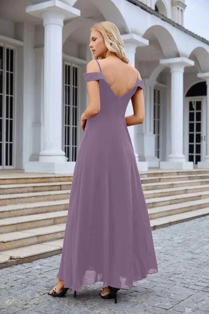 Women's thin strap off the shoulder bridesmaid mopping the floor evening dress 28093 (ZD17015)
