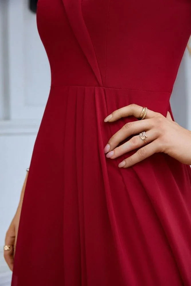 Women's thin strap off the shoulder bridesmaid mopping the floor evening dress 28093 (ZD17015)