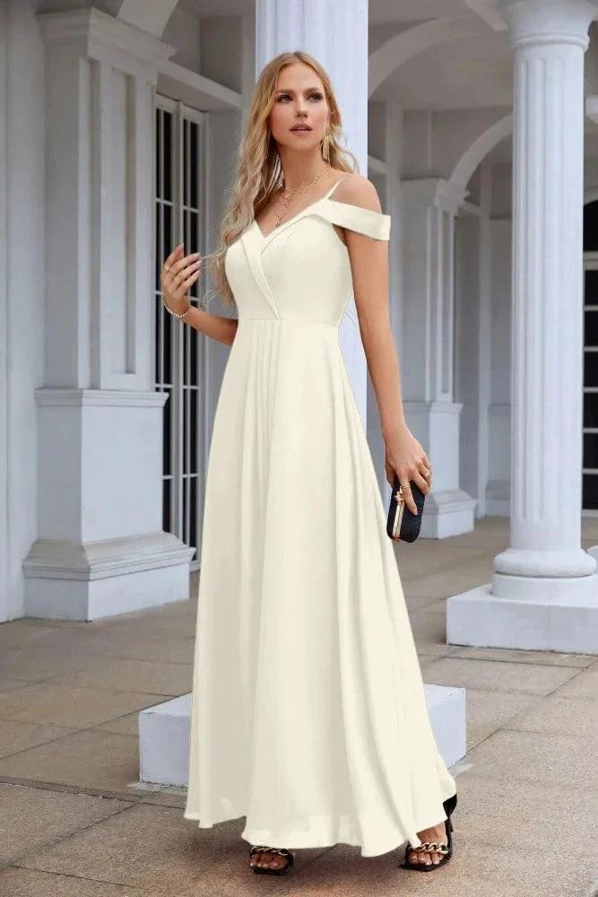 Women's thin strap off the shoulder bridesmaid mopping the floor evening dress 28093 (ZD17015)