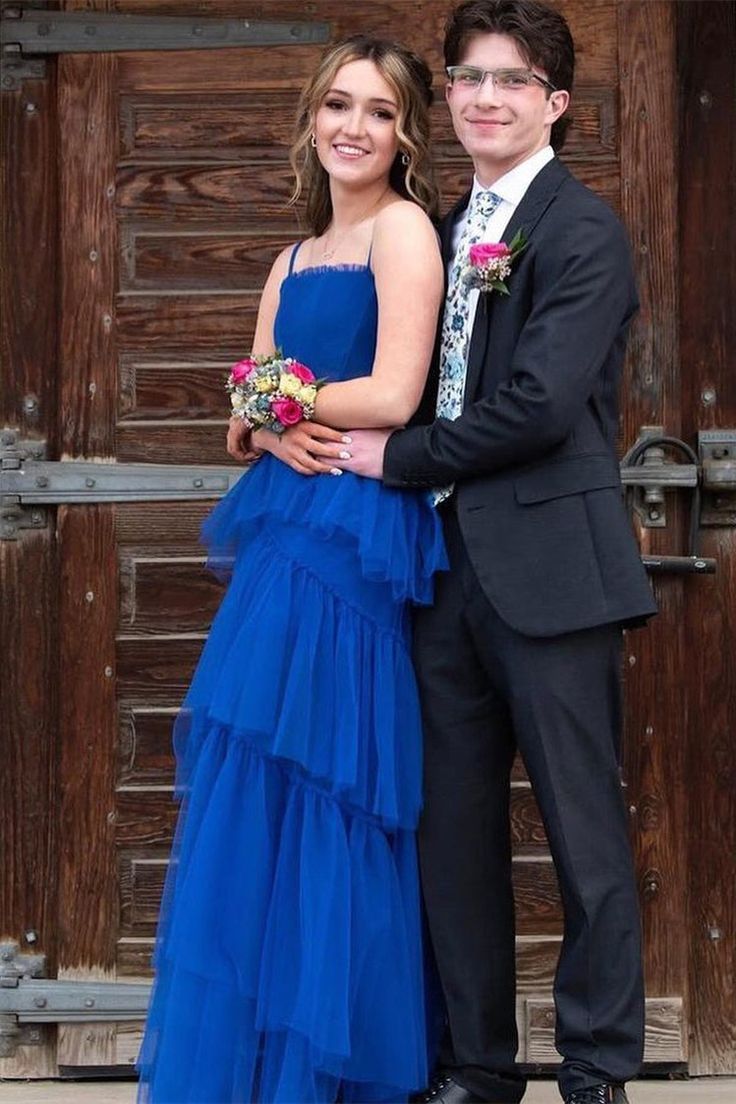 Princess Royal Blue Tiered Tulle Prom Dress Formal Dress