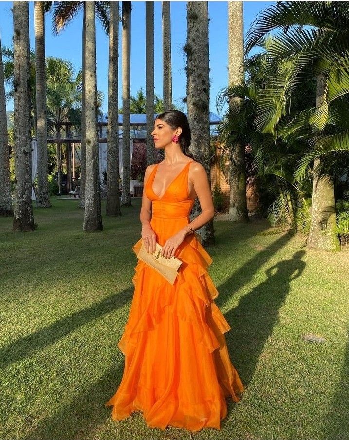 Orange long prom dresses, evening dresses,party dresses, formal dress