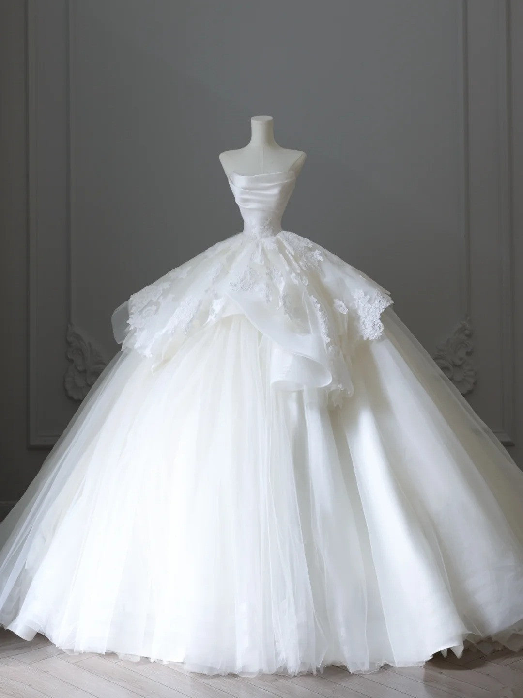 A Line Ball Gown White Tulle Long Wedding Dress Princess Bridal Gown fg7396 - VelvetHem
