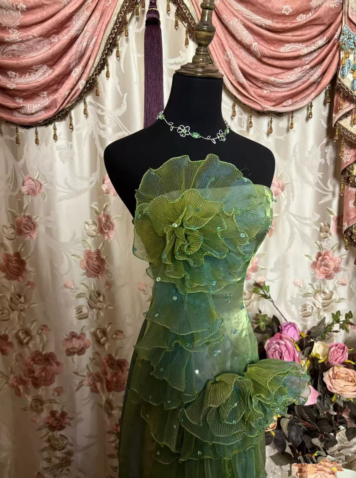 Green Strapless Long Prom Dress,Long Evening Gowns fg7146 - View 4 | VelvetHem