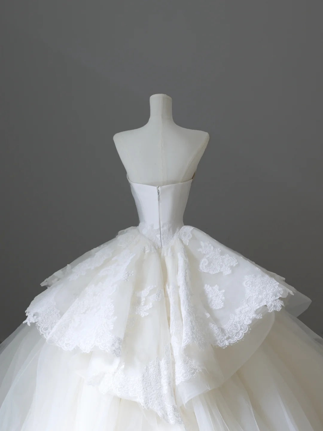 A Line Ball Gown White Tulle Long Wedding Dress Princess Bridal Gown fg7396 - View 6 | VelvetHem