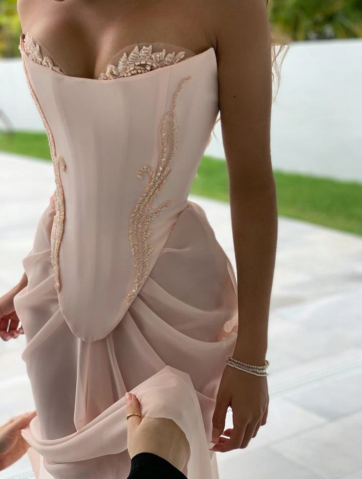 Pink vintage elegant beaded chiffon evening dress fg7371 - View 4 | VelvetHem