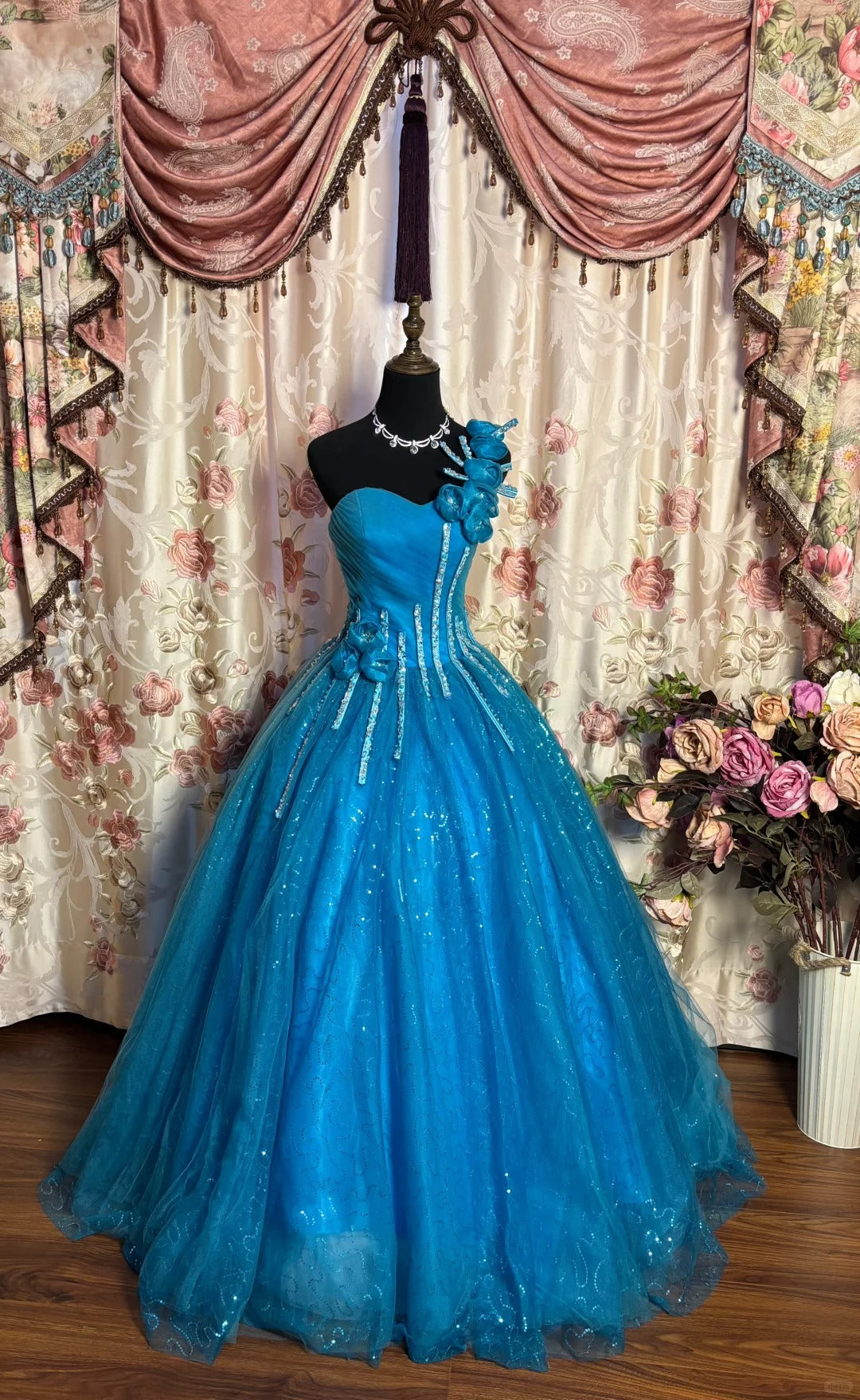 A Line Quinceanera Dress Ball Gown Tulle One Shoulder Sweet 16 Dress fg7355 - VelvetHem
