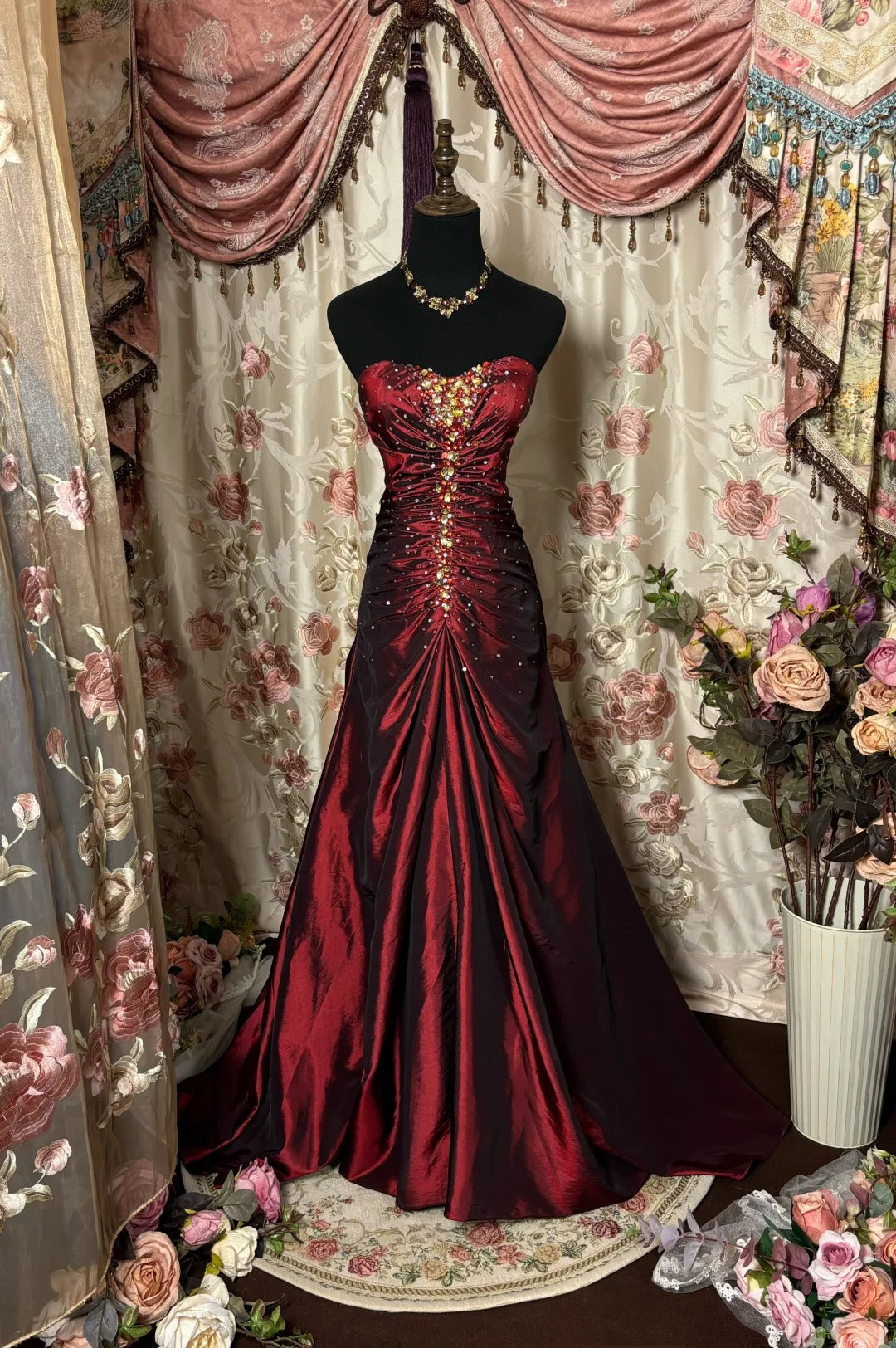 Retro Strapless Prom Dresses Long Evening Party Dress fg7358 - VelvetHem