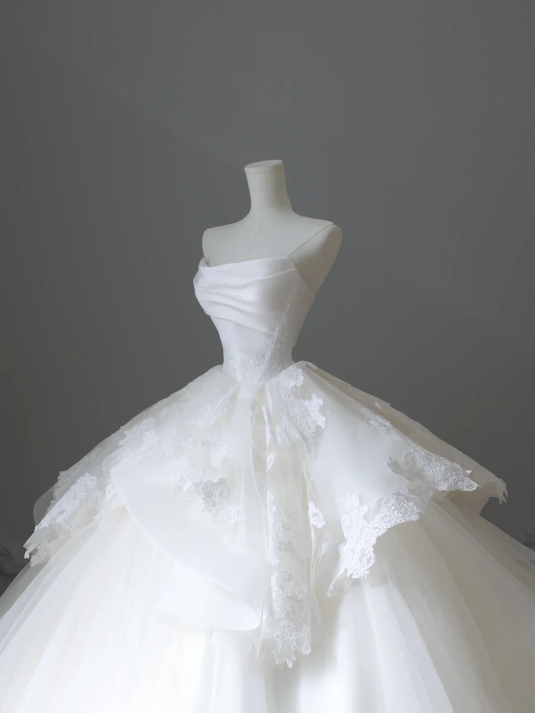A Line Ball Gown White Tulle Long Wedding Dress Princess Bridal Gown fg7396 - View 5 | VelvetHem
