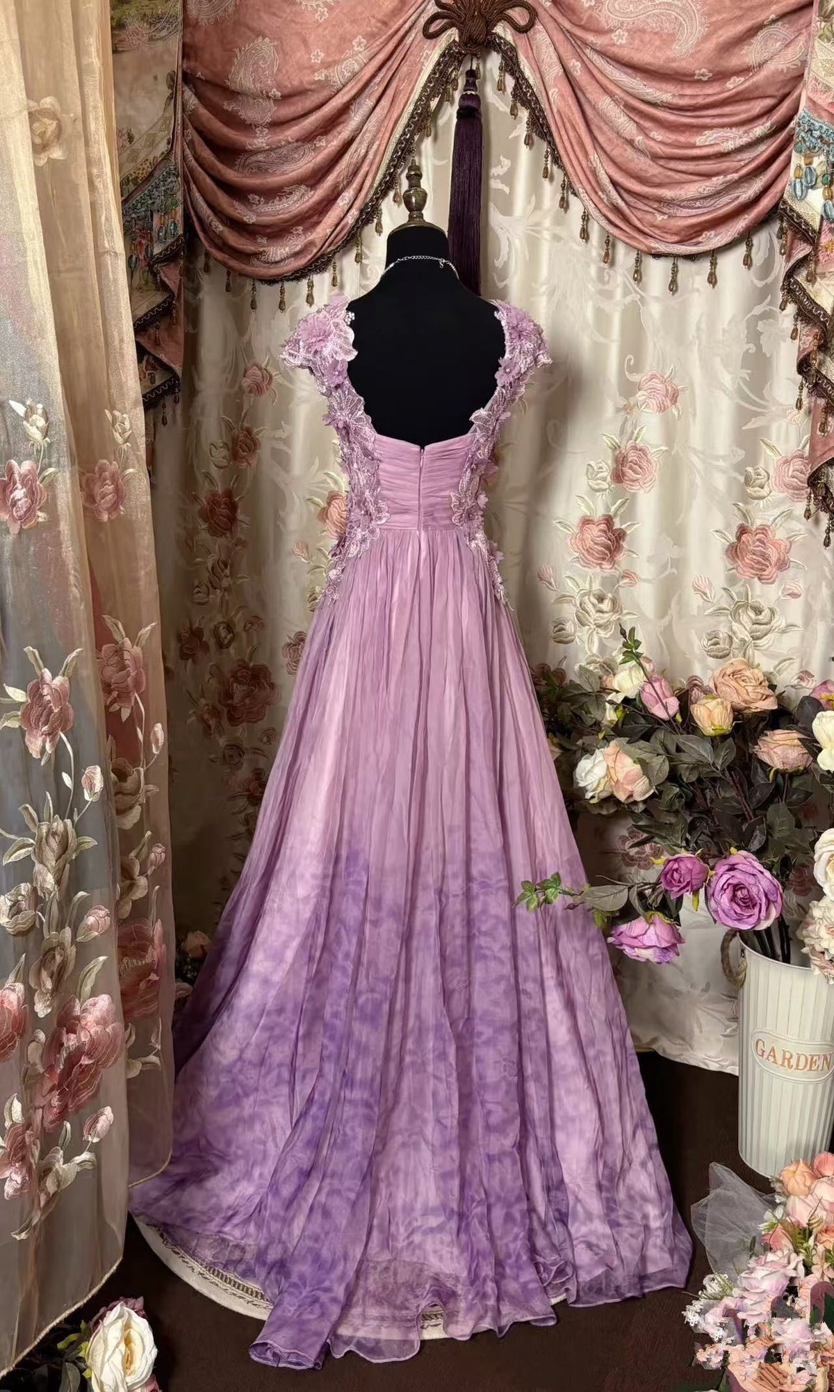 Sweetheart Flowers Chiffon Long Prom Dress,Long Evening Gowns fg7150 - View 4 | VelvetHem