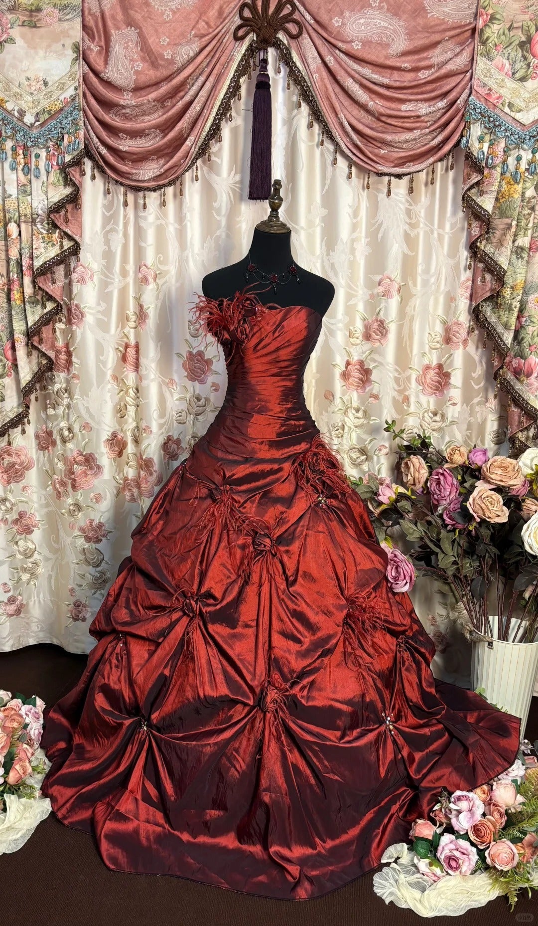 Red A Line Ball Gown Long Evening Party Dress fg7349 - VelvetHem