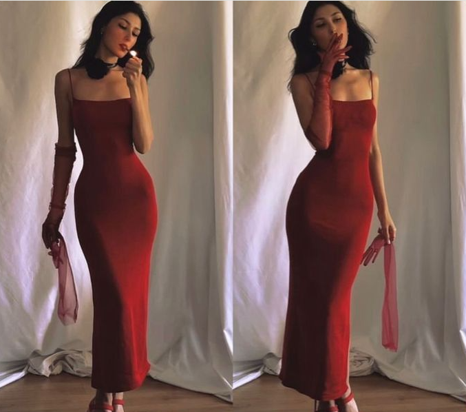 Mermaid Simple Spaghetti Straps New Burgundy Evening Prom Dresses fg6812 - VelvetHem