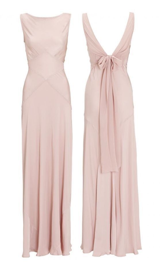 Pink Chiffon V Back Long Prom Dress Elegant Bridesmaids Dress fg7333 - View 2 | VelvetHem