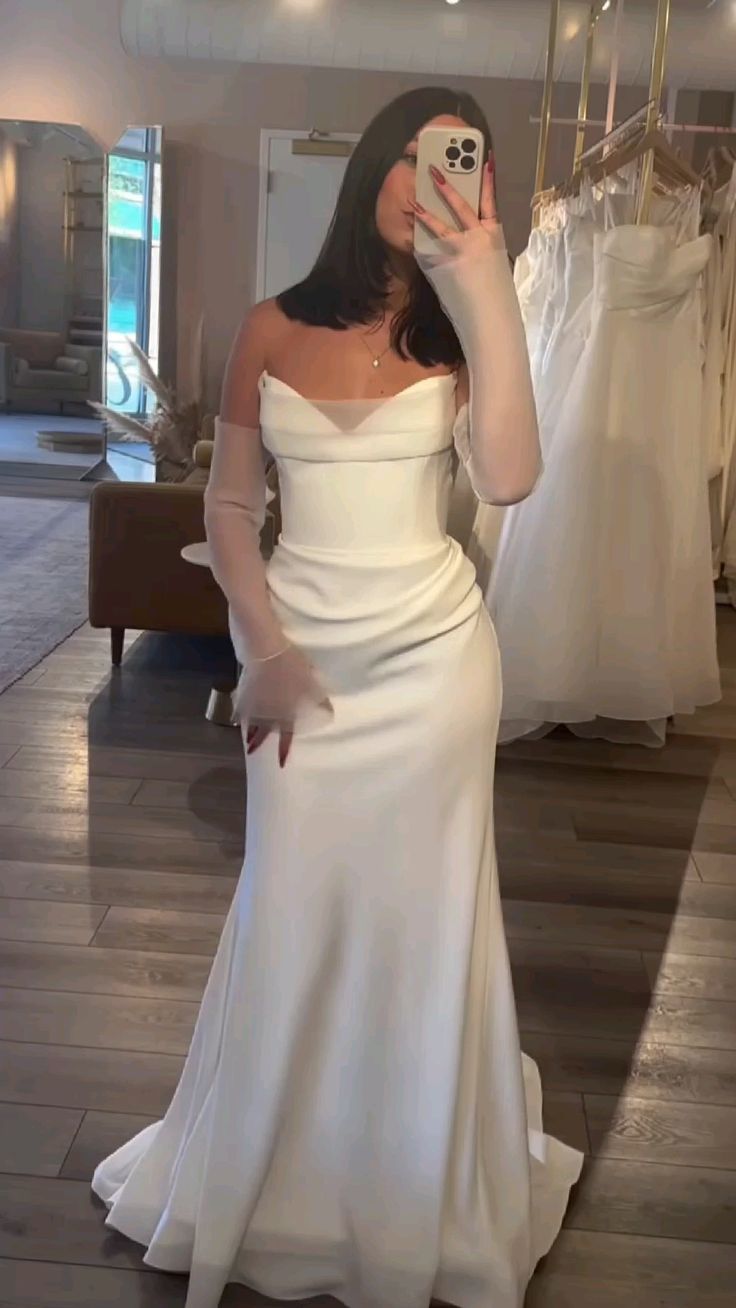 White Strapless Mermaid Long Wedding Dress fg7314 - VelvetHem