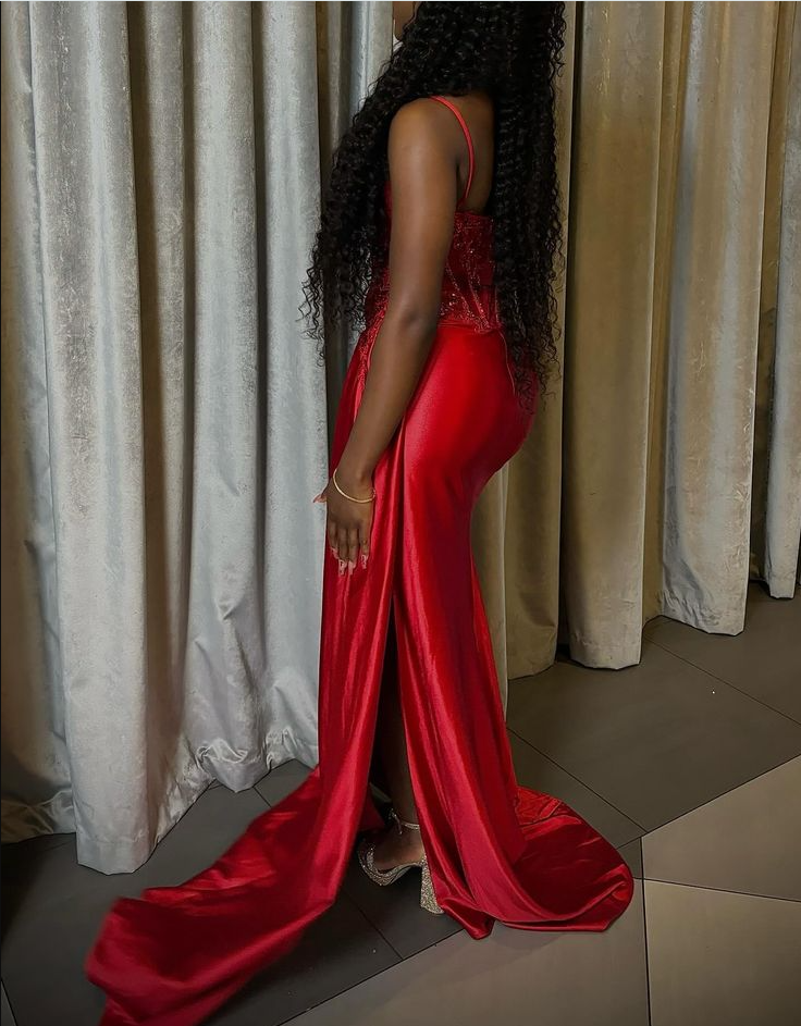 Stunning Red Long Prom Gown Evening Dress With Split fg7389 - View 2 | VelvetHem