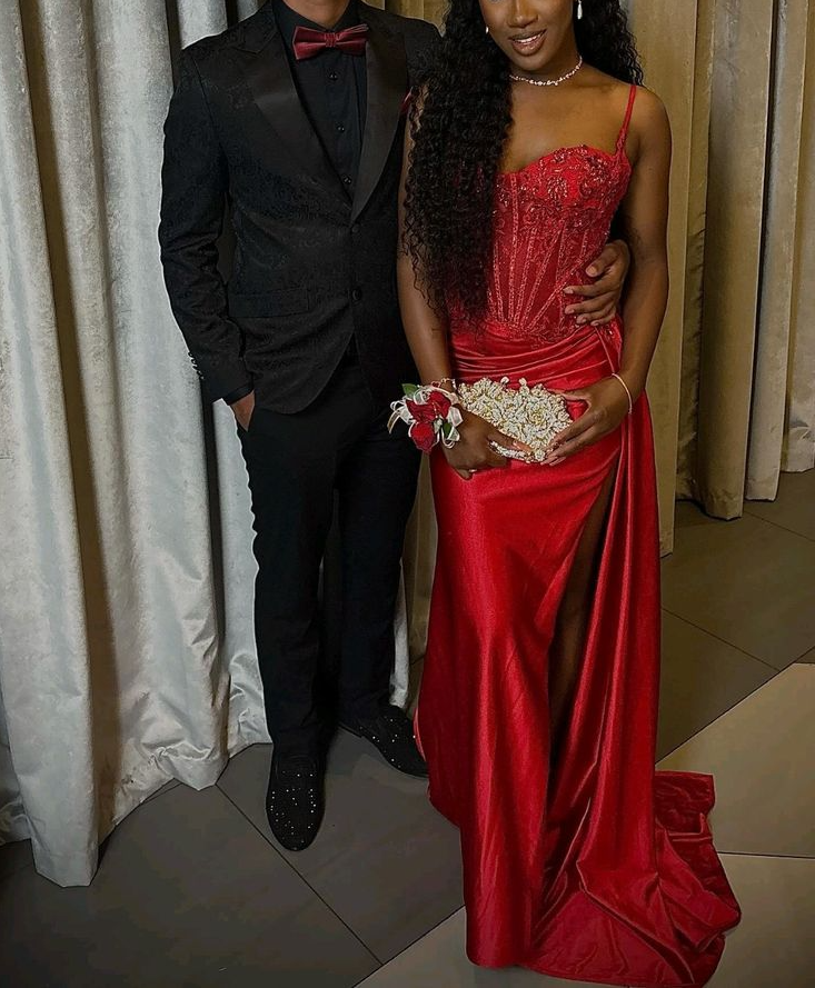 Stunning Red Long Prom Gown Evening Dress With Split fg7389 - View 3 | VelvetHem