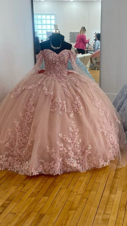 A Line Pink Quinceanera Dress Ball Gown Off Shoulder Sweet 16 Dress fg7367 - View 6 | VelvetHem