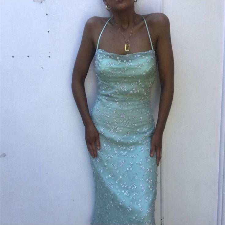 Spaghetti Straps Elegant Prom Dresses Floor Length Evening Dress fg7080 - View 3 | VelvetHem