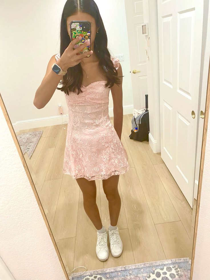 Pink A-Line Lovely Lace Short Party Dress Homecoming Dress fg7131 - VelvetHem