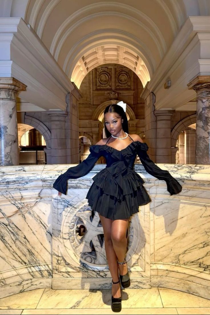 Sexy A line Off The Shoulder Long Sleeves Black Short Homecoming Dress fg7019 - View 2 | VelvetHem