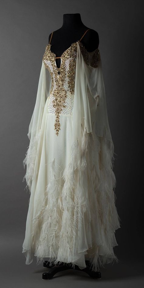 Unique Spaghetti straps Beaded Crystal Wedding Dress, Long Sleeves Feather Chiffon Wedding Dresses fg7186 - View 2 | VelvetHem