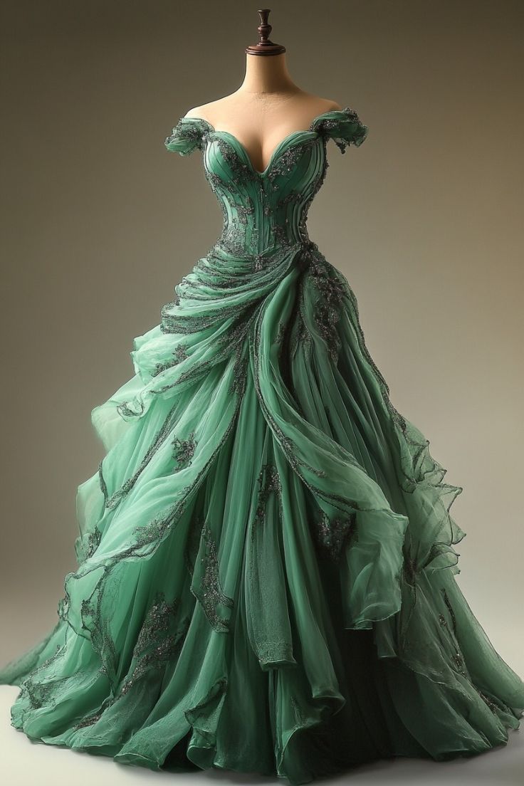 Green Ball Gown Sweet 16 Dresses Evening Dress fg7194 - View 2 | VelvetHem