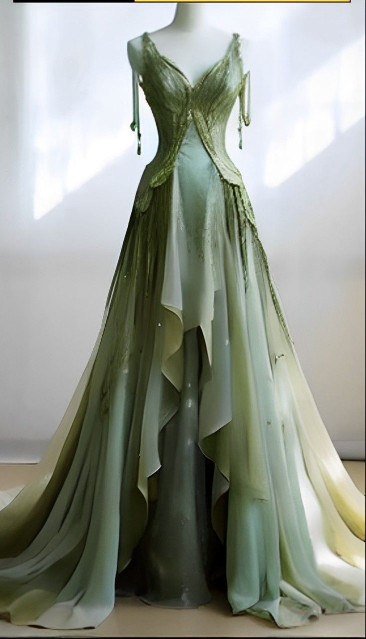 New Elegant A Line Green V Neck Chiffon Long Prom Dress,Evening Dress fg7197 - VelvetHem