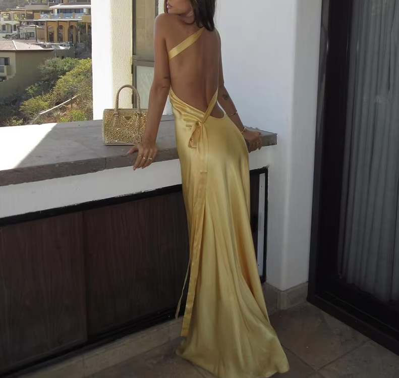 Sexy Backless Stain Dress Women Elegant Sleeveless Maxi Dresses 2025 Evening Dresses fg6701 - View 2 | VelvetHem