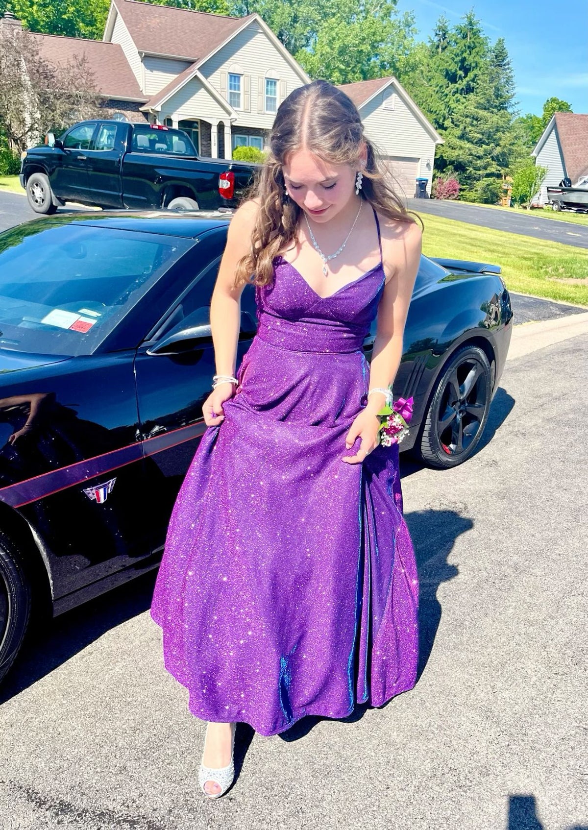 Simple V Neck Purple Long Prom Dresses, V Neck Purple Formal Dresses fg7039 - VelvetHem