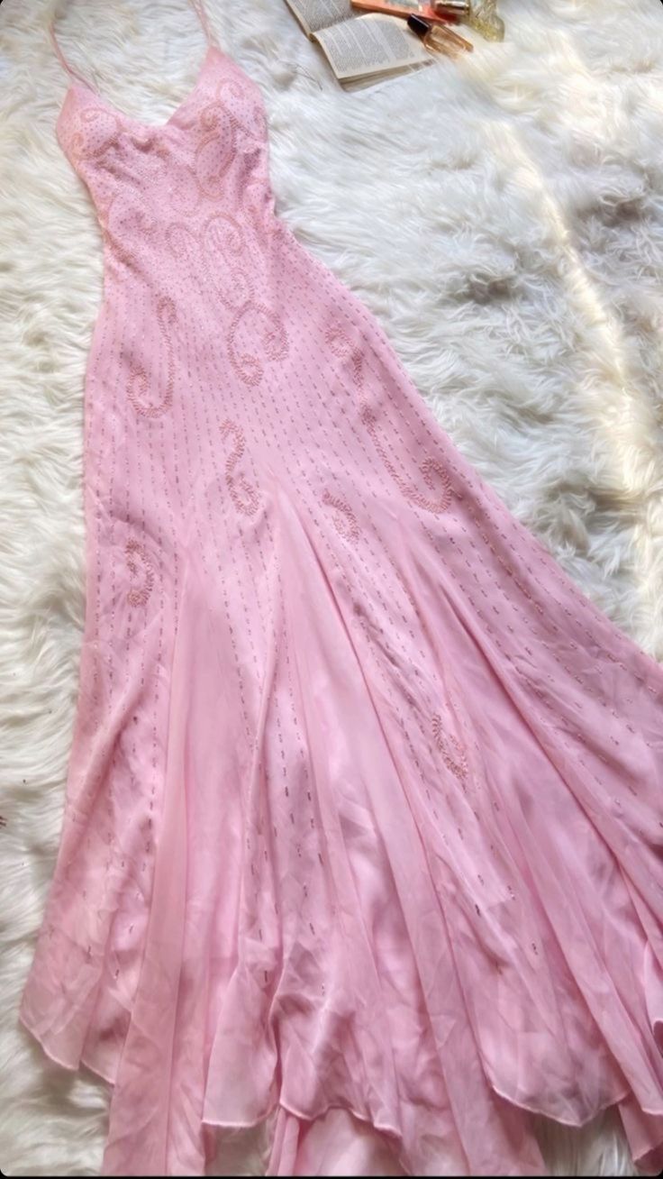 Pink spaghetti strap long evening dress fg7104 - View 2 | VelvetHem
