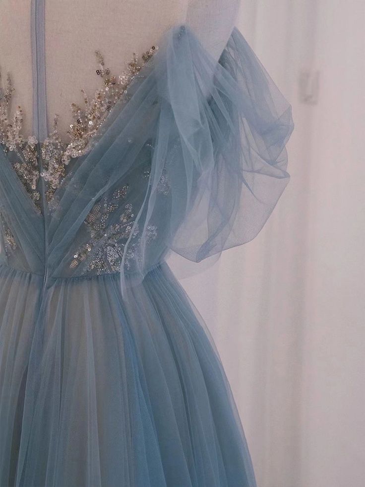 A-Line Scoop Neckline Tulle Long Prom Dress with Sequin fg7063 - View 3 | VelvetHem