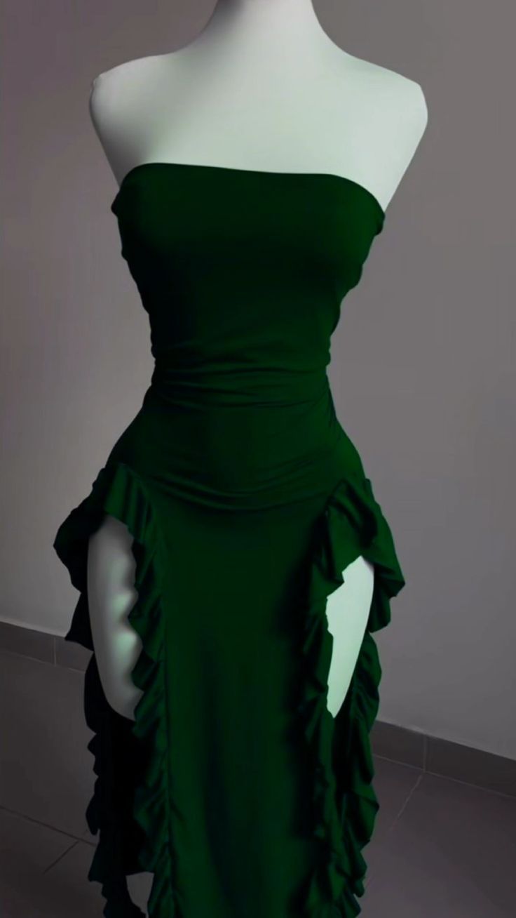 Strapless Sheath Midi Length Ruffle Prom Dress Sexy Evening Dress fg7107 - View 4 | VelvetHem