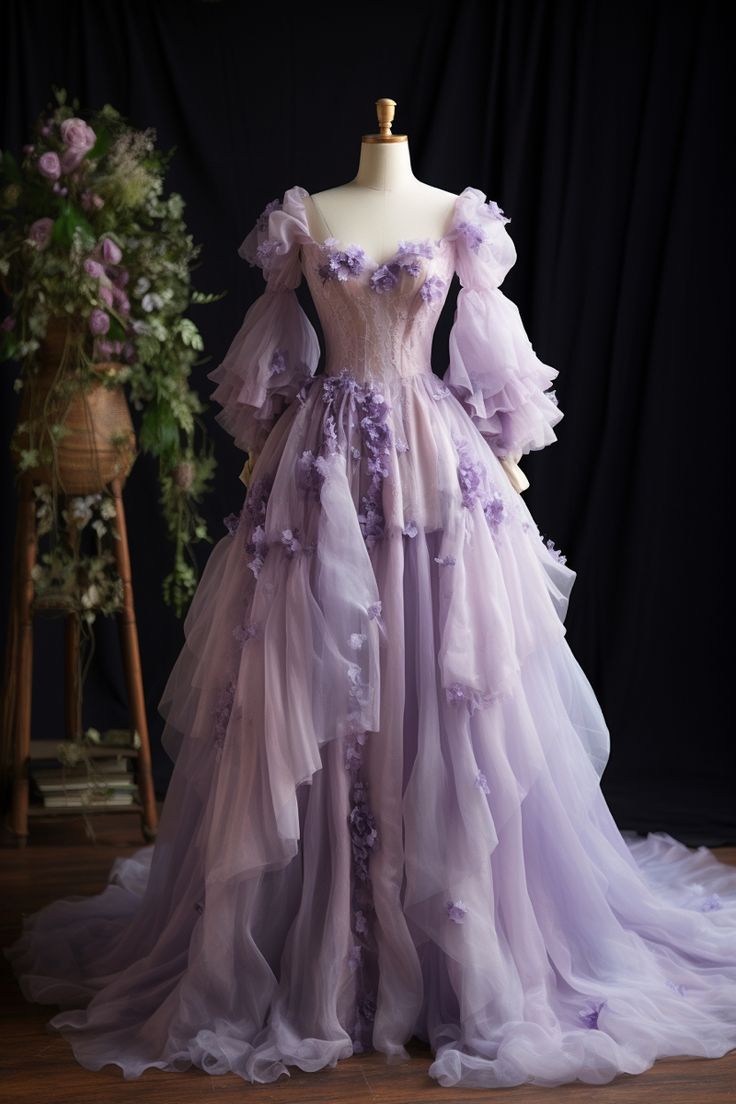 Lavender Tulle Sweetheart Evening Party Dresses Long Prom Dress fg7187 - VelvetHem