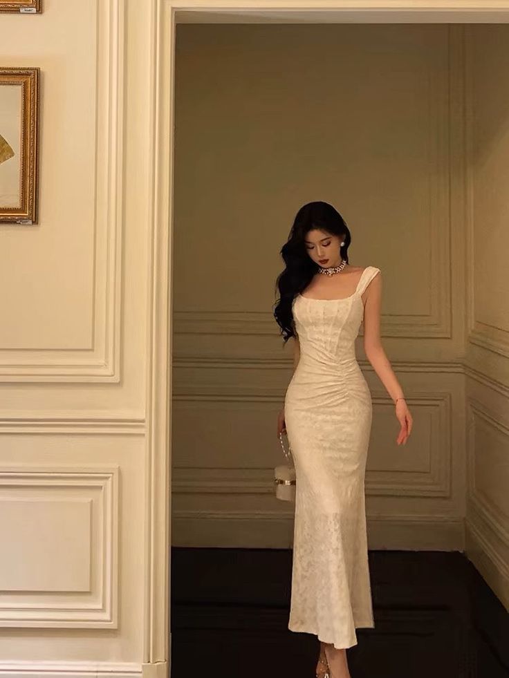 Sexy Mermaid Straps White Lace Prom Dresses Birthday Outfits fg7028 - View 2 | VelvetHem