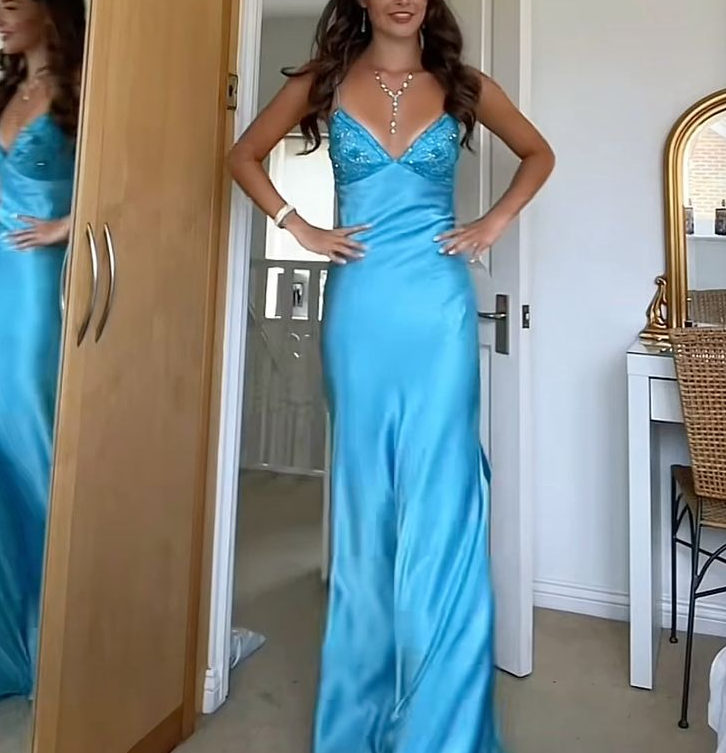 Long Evening Prom Dresses, Custom Blue Prom Dress fg6364 - View 3 | VelvetHem
