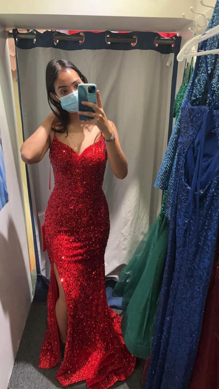Red Sequin Prom Dress Long Formal Dress Graduation School Party Gown fg7057 - View 2 | VelvetHem