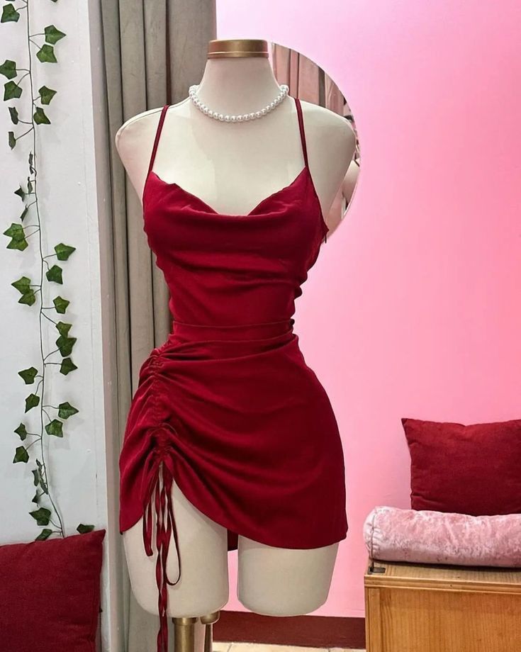 Red Short Prom Dress Sexy Evening Dress fg7110 - VelvetHem