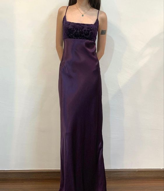 Vintage Spaghetti Straps Grape Long Prom Dress fg7153 - View 2 | VelvetHem