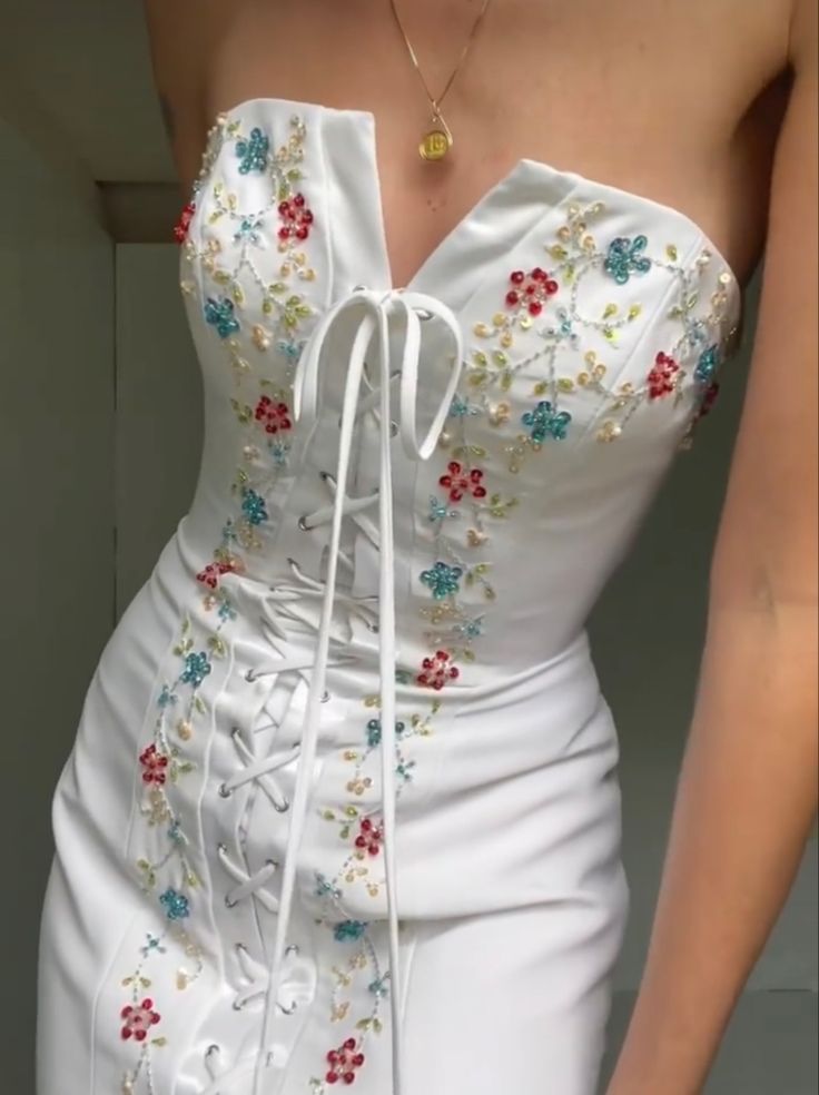 White strapless long dress elegant mermaid evening gowns fg7071 - View 2 | VelvetHem