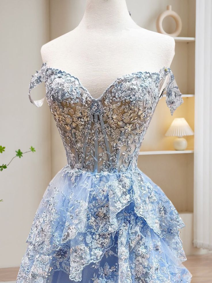 A-Line Tulle Sequin Long Prom Dress, Sequin Long Formal Dress fg6987 - View 2 | VelvetHem